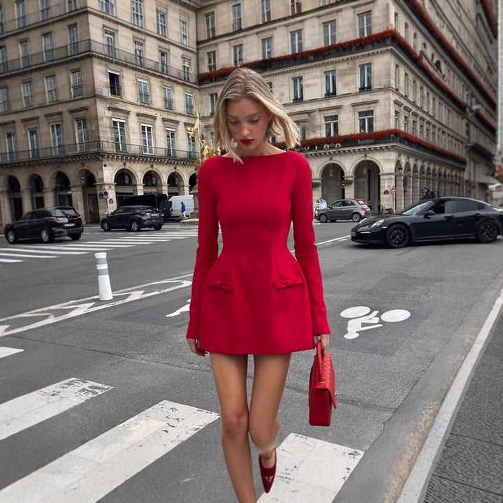 Femme Elegante Struktureret Mini Kjole Stilla