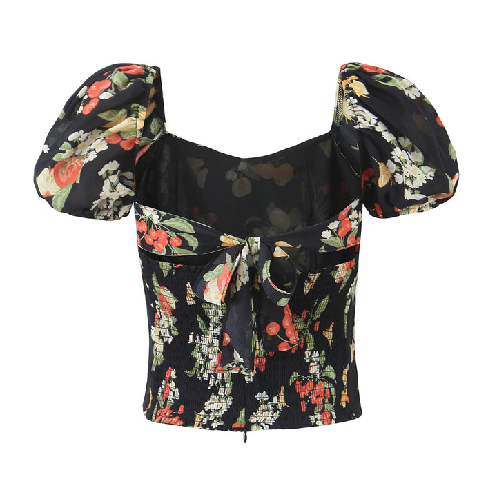 Femme Puff Sleeve Floral Crop Top Stilla