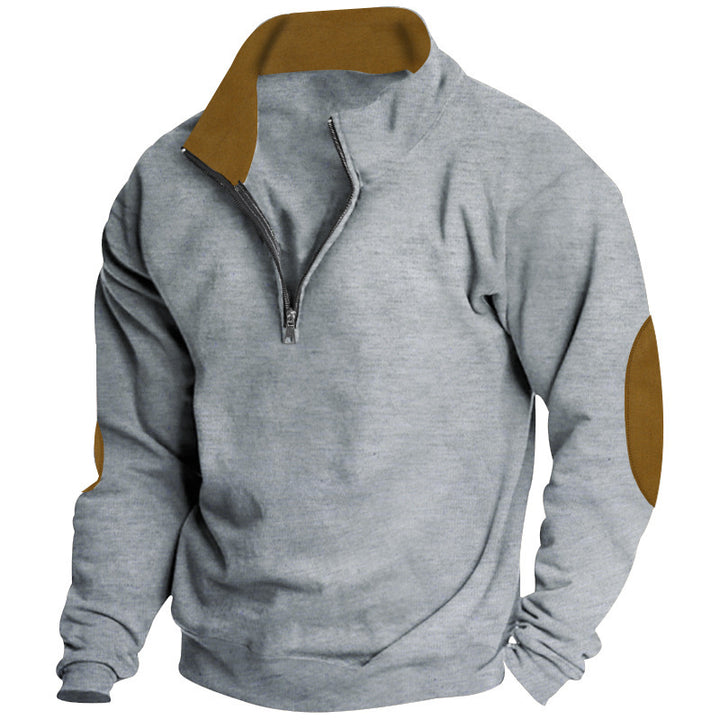 Herrer sporty fleece-pullover med høj lukket krave og lynlås Stilla