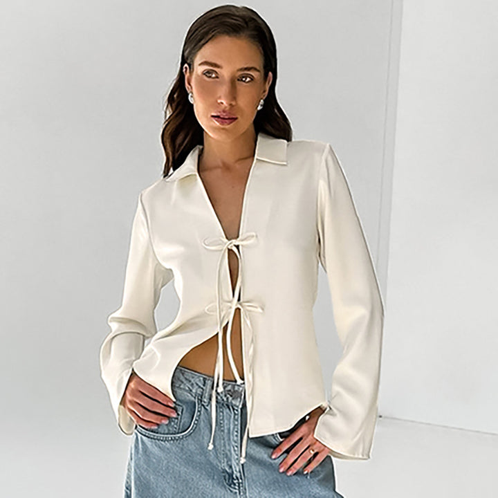 Damer elegant wrap top med moderne snortræk Stilla