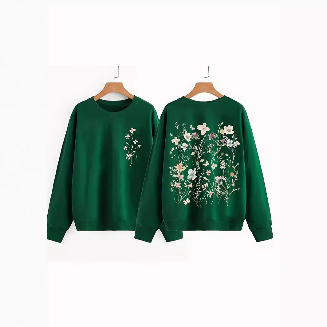 Kvinders sweatshirt med blomstermønster og blød inderside Stilla