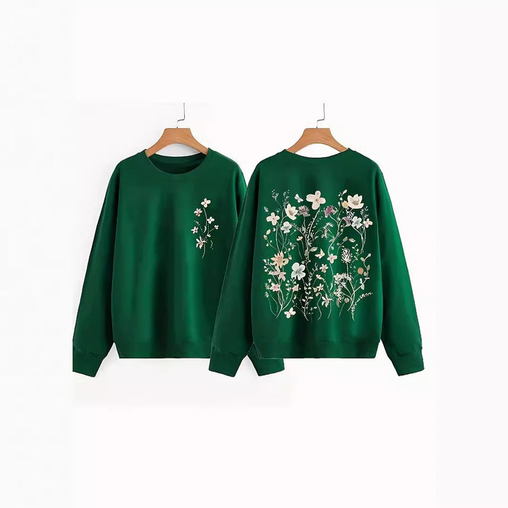 Kvinders sweatshirt med blomstermønster og blød inderside Stilla
