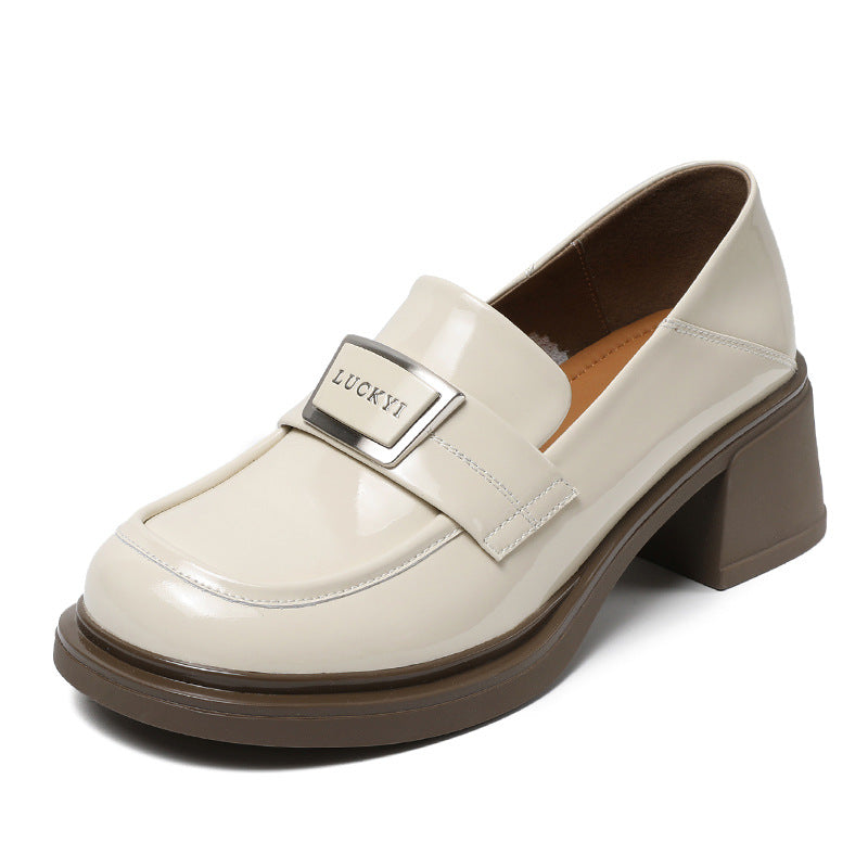 Dame Klassisk Læder Blokhæl Slippers Stilla
