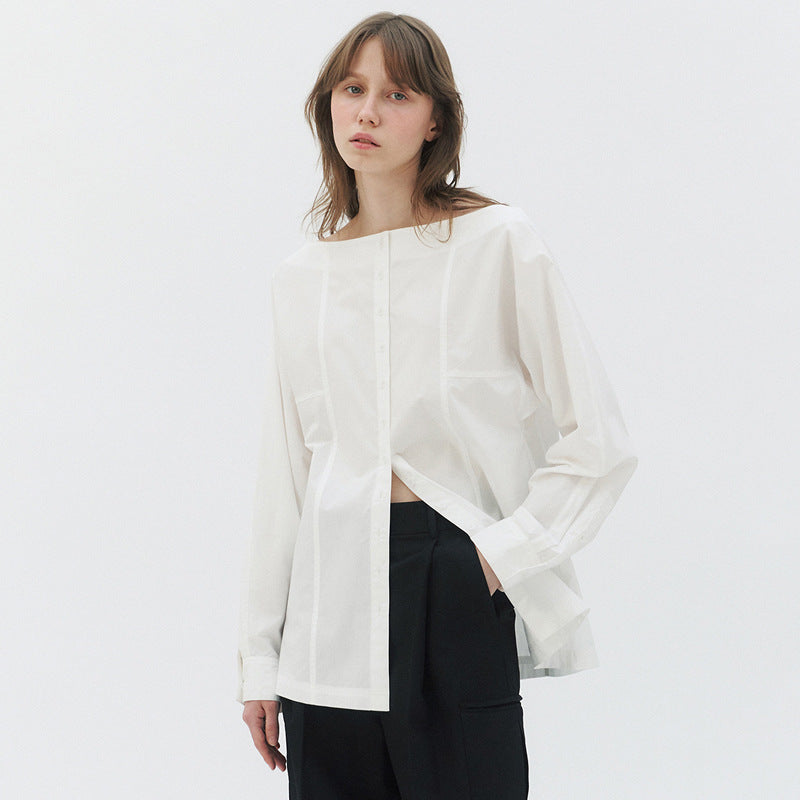 Dame Elegant bomuldsbluse med moderne knapdetaljer og afslappet snit Stilla
