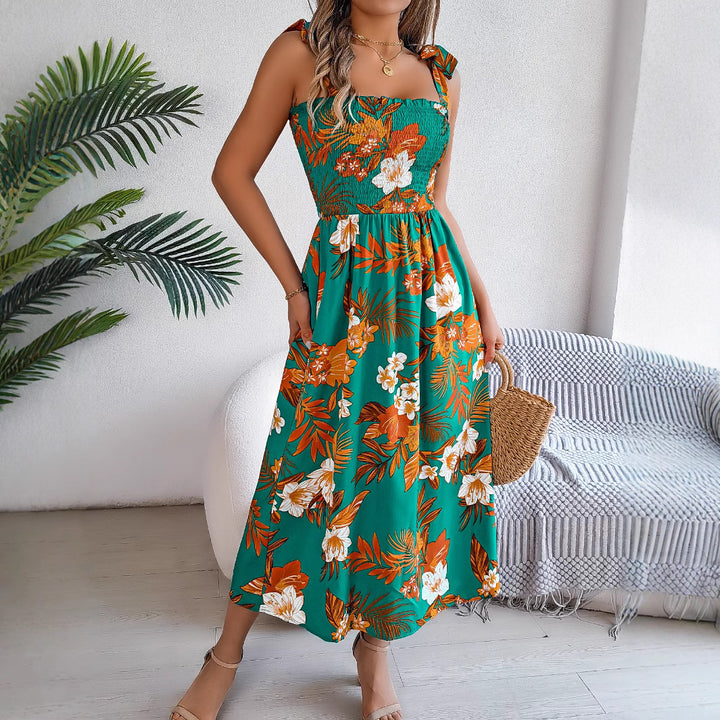 Dame maxikjole med justerbare stropper og blomsterdesign Stilla