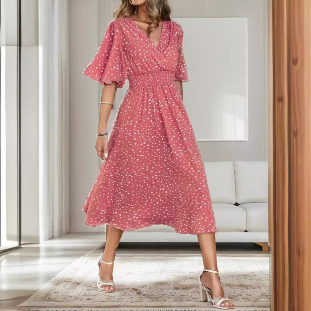 Dame Elegant Wrap Midi Kjole Stilla