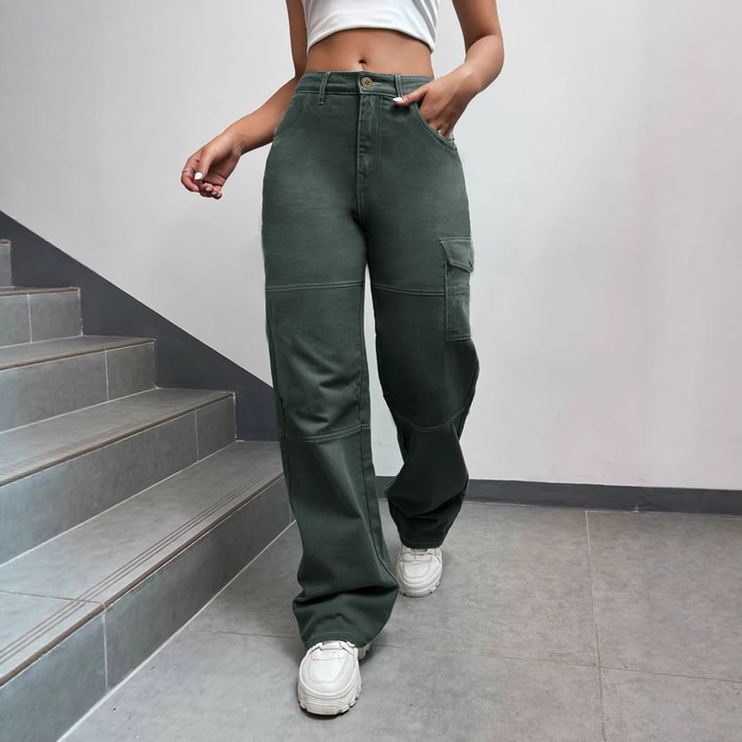 Dame Cargo-Jeans med bred pasform og praktiske sidelommer Stilla