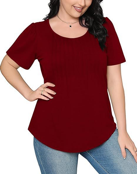 Dame T-shirt med feminin pufærmer og fine folder Stilla