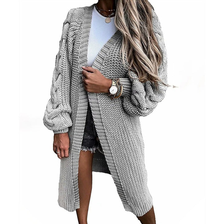 Kvinders chunky strik cardigan med voluminøse ærmer og åben front Stilla