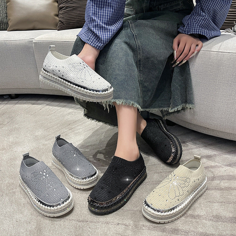 Damer Glitrende Slip-Ons med behageligt og elastisk strikoverdel Stilla