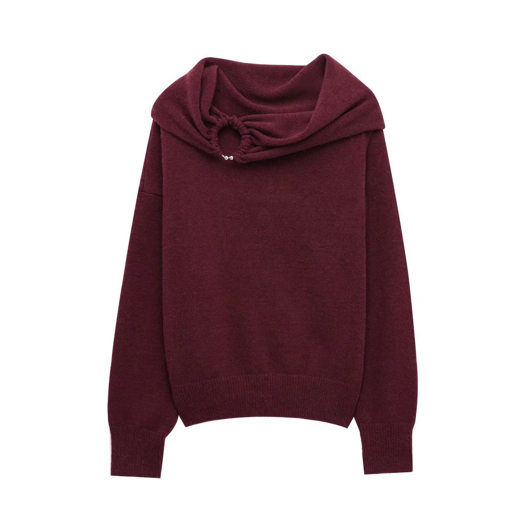 Dame Off-Shoulder Strikpulli med dekorativ detalje Stilla