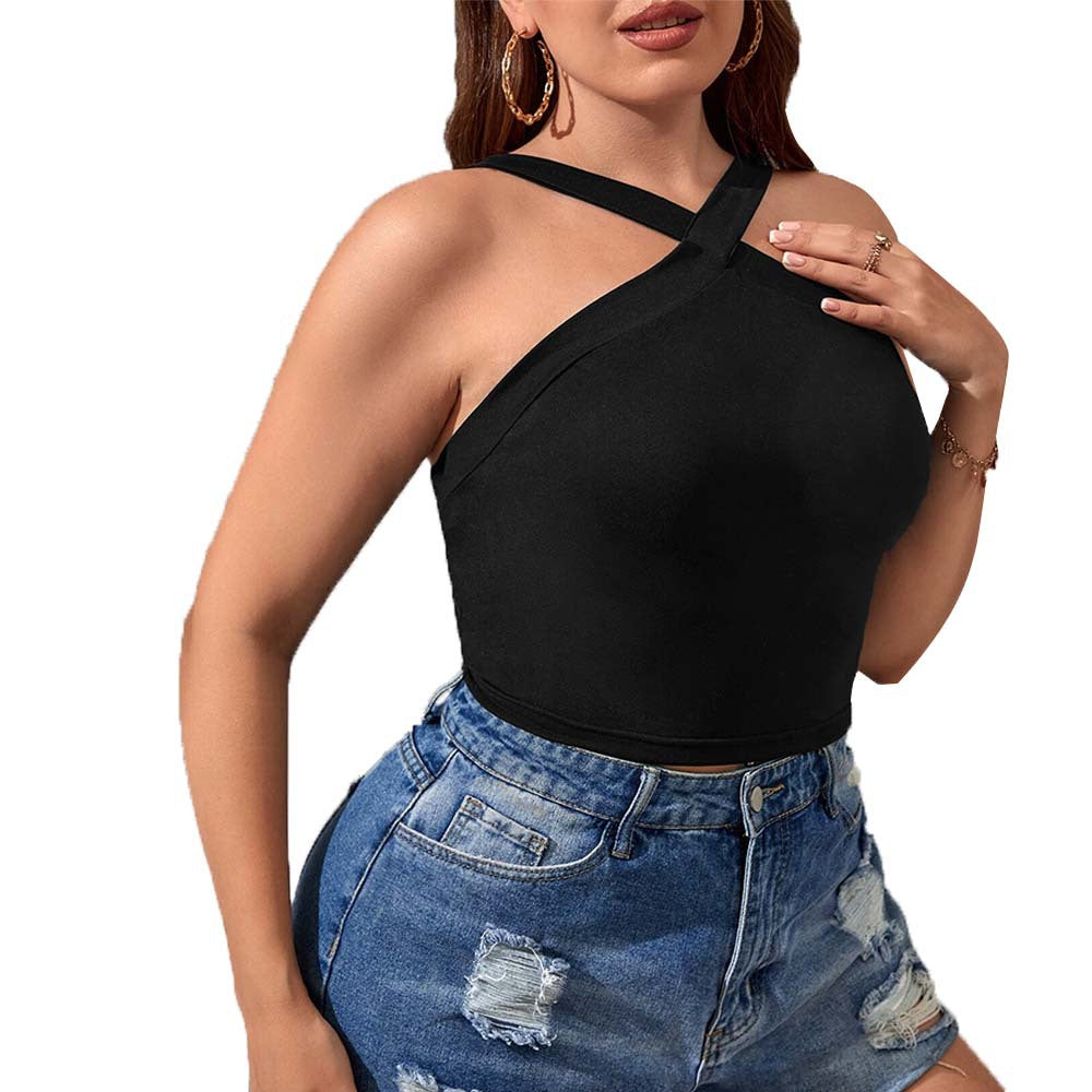 Dame Crop-Top med asymmetrisk design og justerbare stropper Skovae