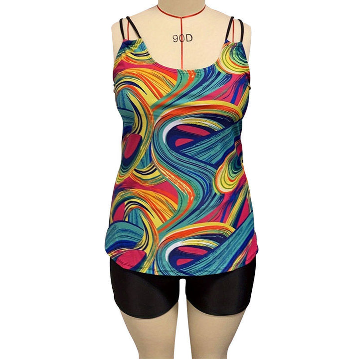 Dame Sporty Tankini med farverigt mønster Skovae