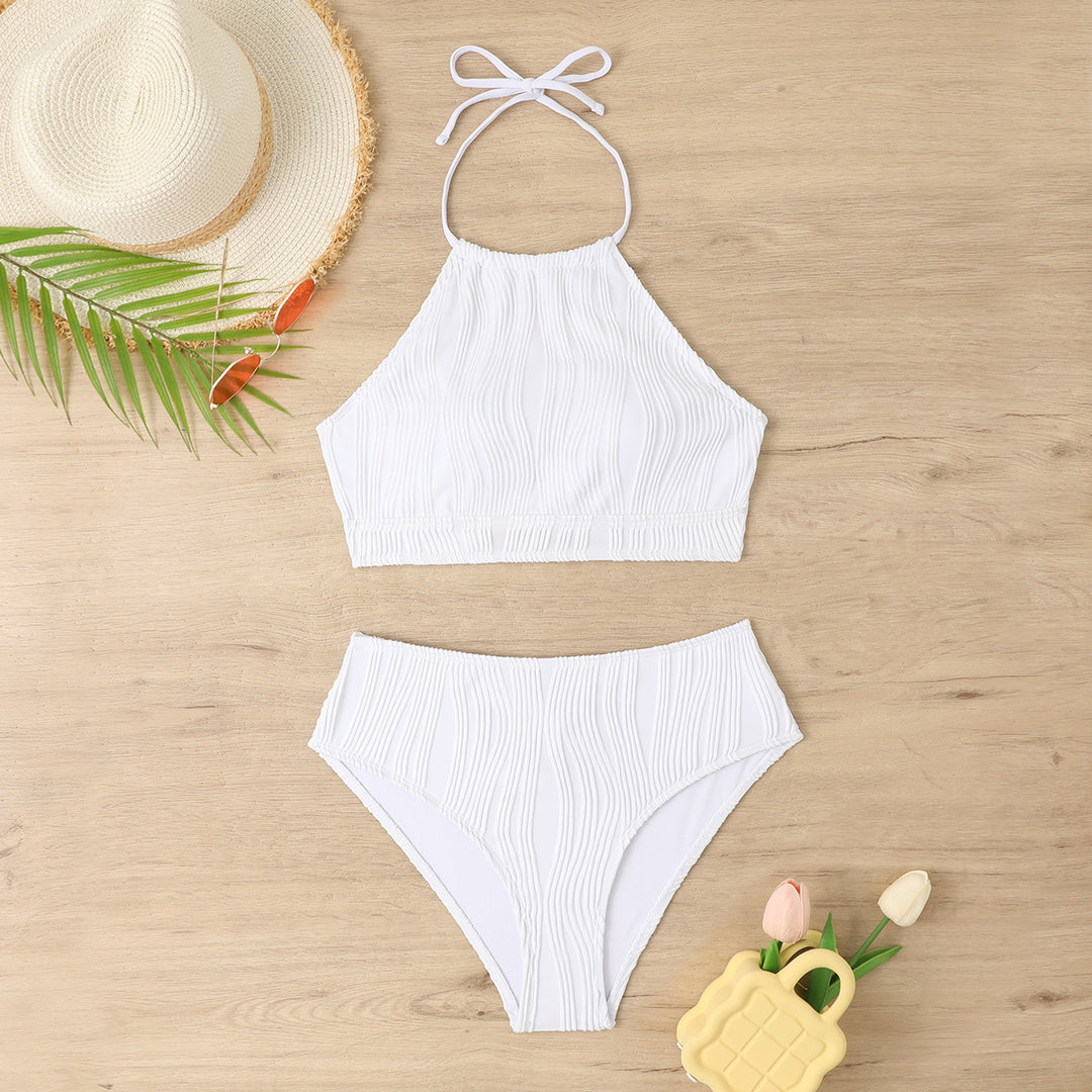 Dame bikini-sæt med elegant snit og struktureret rib-look Stilla