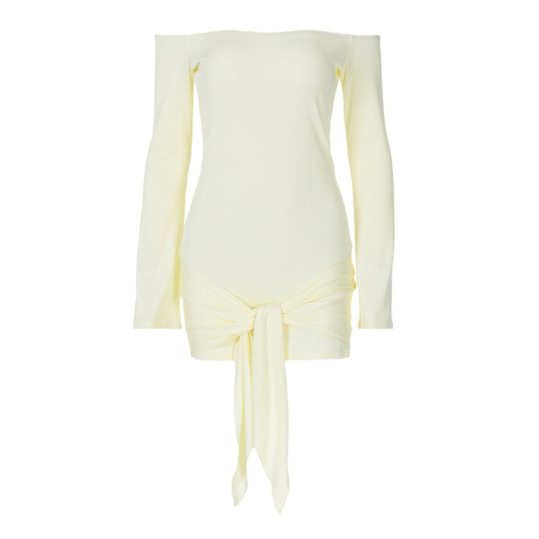 Dame Off-Shoulder Kjole med smart Slids og lange Ærmer Stilla