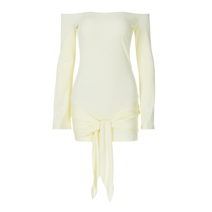 Dame Off-Shoulder Kjole med smart Slids og lange Ærmer Stilla