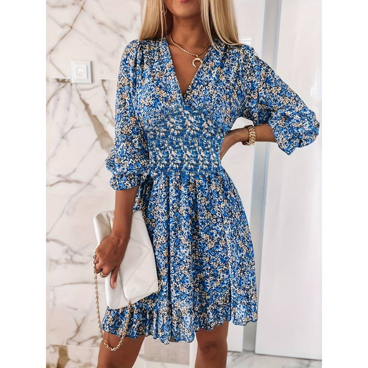 Femme Floral Smocked Talje Kjole Stilla