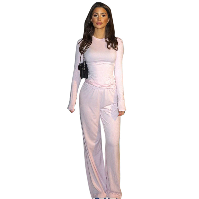 Femme Elegante Langærmet Ruffle Overall Stilla