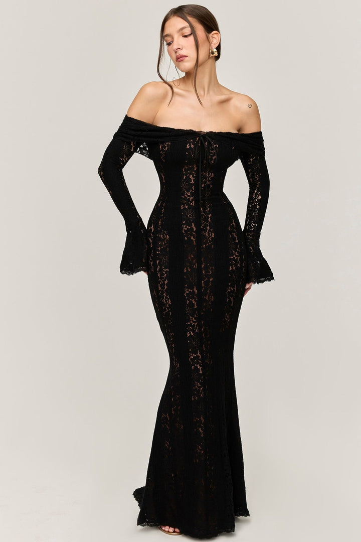 Stilla | Elegant Off-Shoulder Lang Kjole Slim Fit Havfruekjole