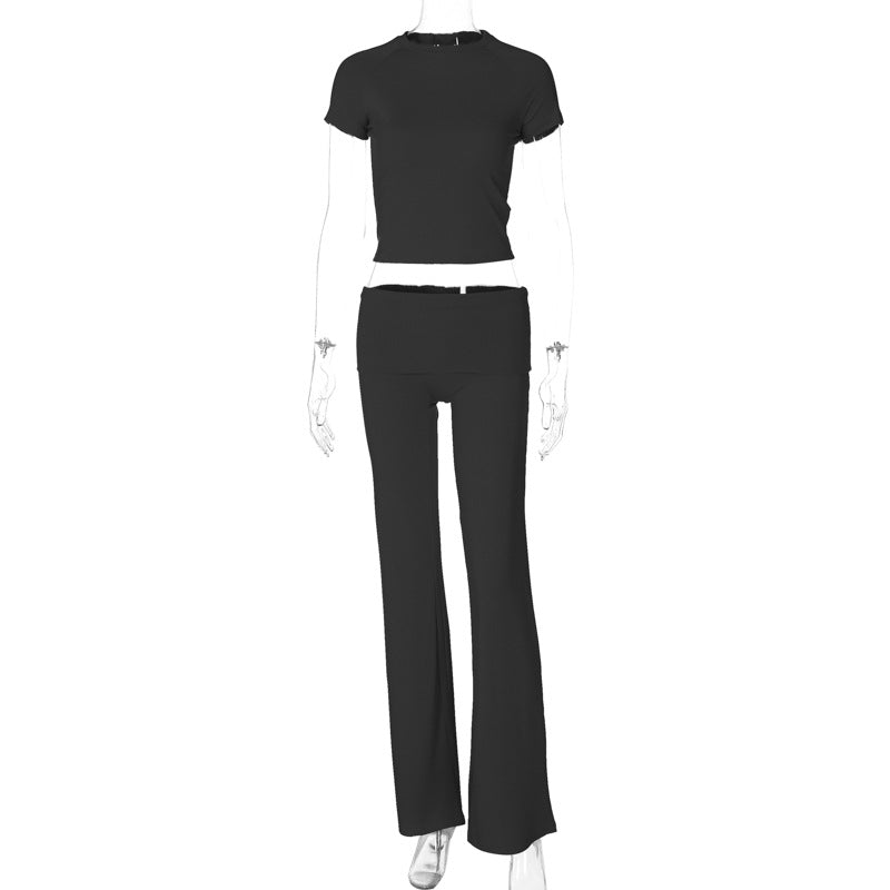 Dame sporty sæt med cropped top og udstyret bukser Skovae