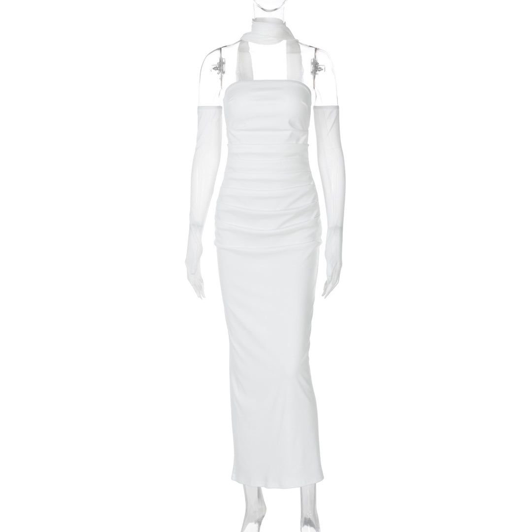 Dame Elegant maxikjole med skulderfri design og transparente ærmer Stilla