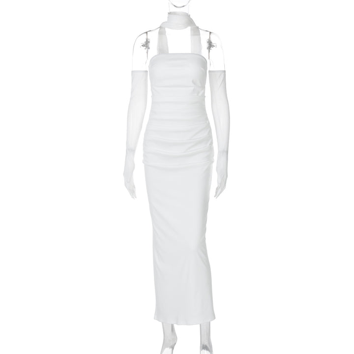 Dame Elegant maxikjole med skulderfri design og transparente ærmer Stilla