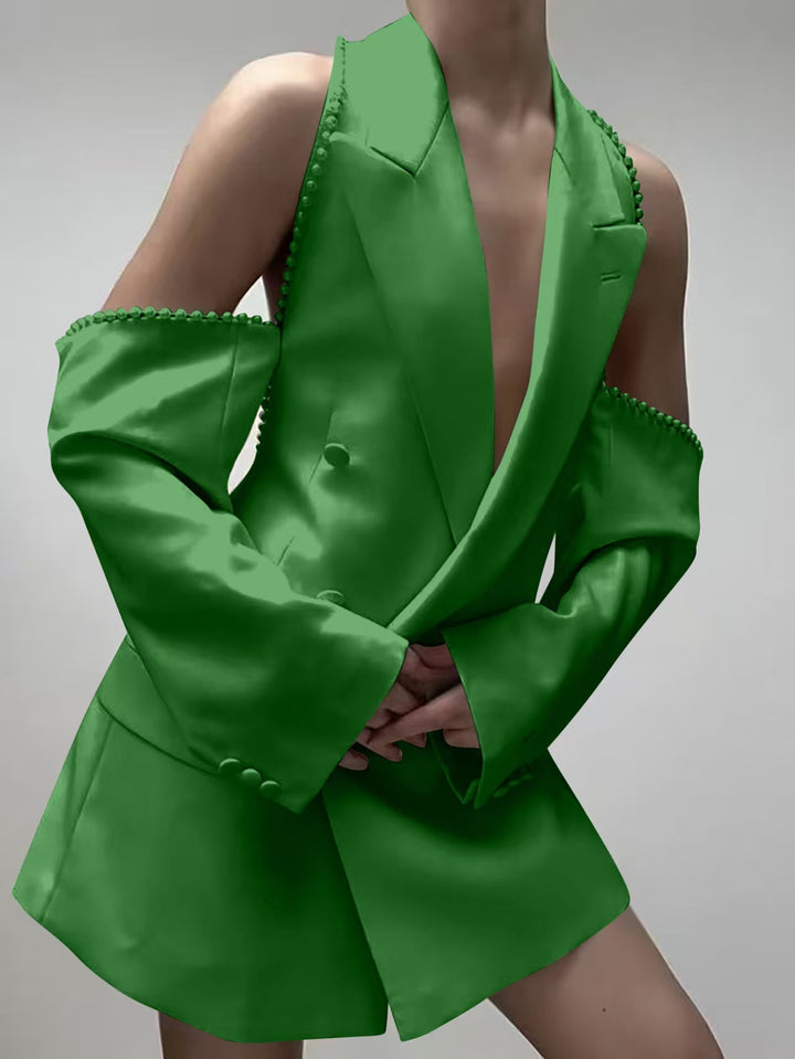Dame elegant oversized blazer med aftagelige ærmer og strukturerede detaljer Stilla