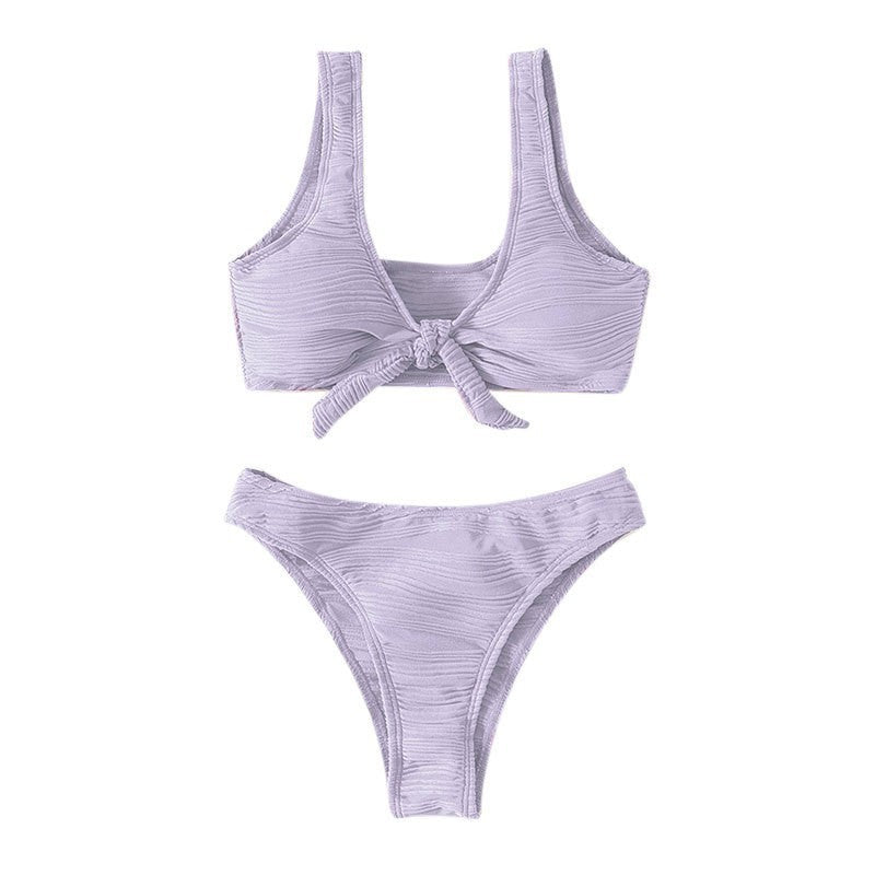Dame bikini sæt med knytelukning og højskåret trusse Skovae