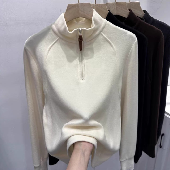 Femme Zip-Up Stehkrave Pullover Sweatshirt Stilla