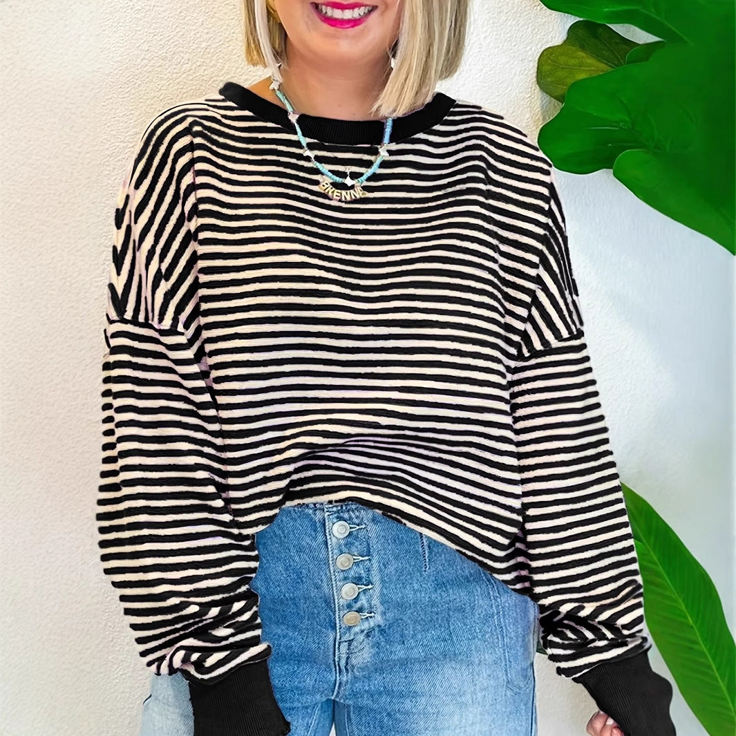 Dame Oversized Stribet Striktrøje Stilla