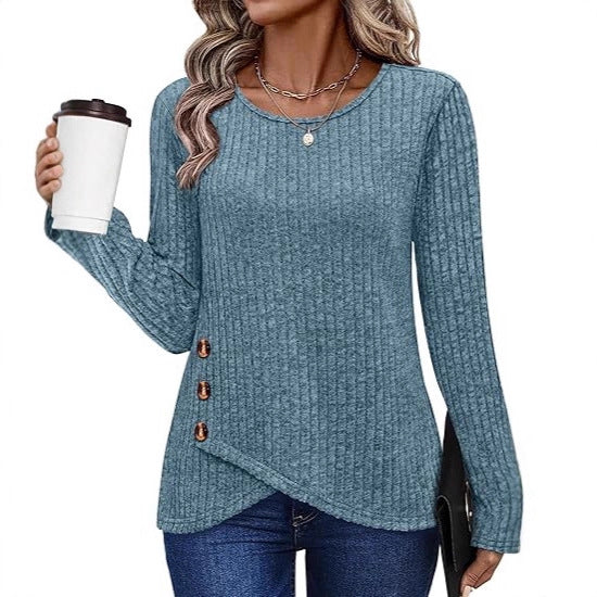 Damer fashionable og casual top med knapdetaljer Stilla