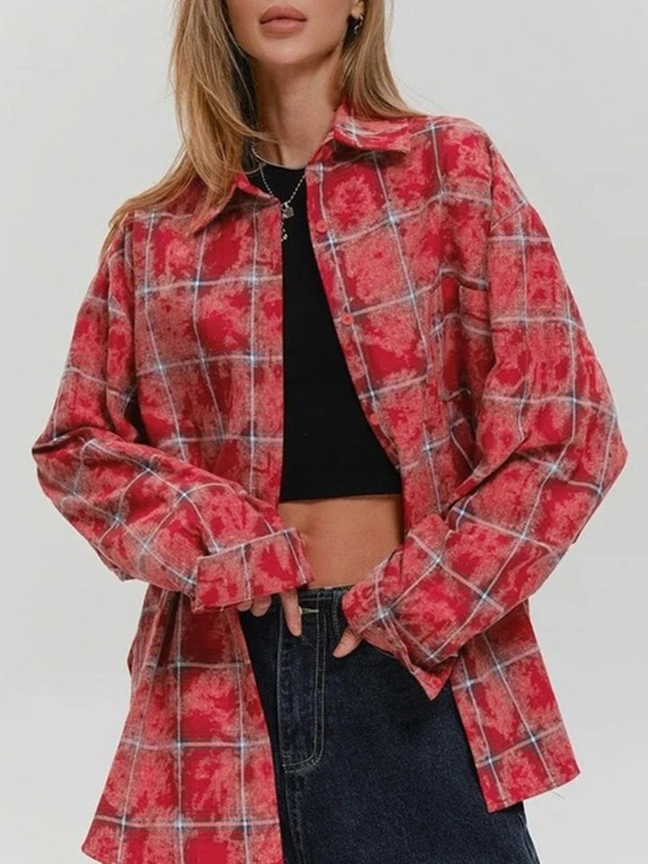 Dame Oversized Karo skjorte med afslappet snit Stilla