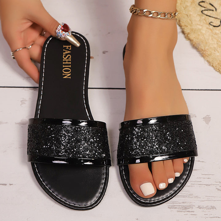 Dame Glitrende Pantoletten med elegante Metallic-detaljer Stilla