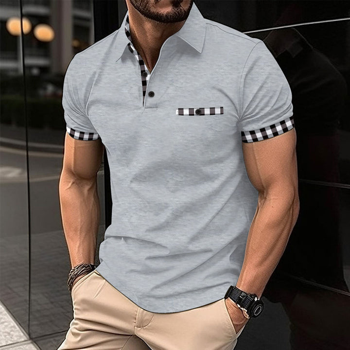 Herrer Poloshirt med moderne ternet mønster Stilla