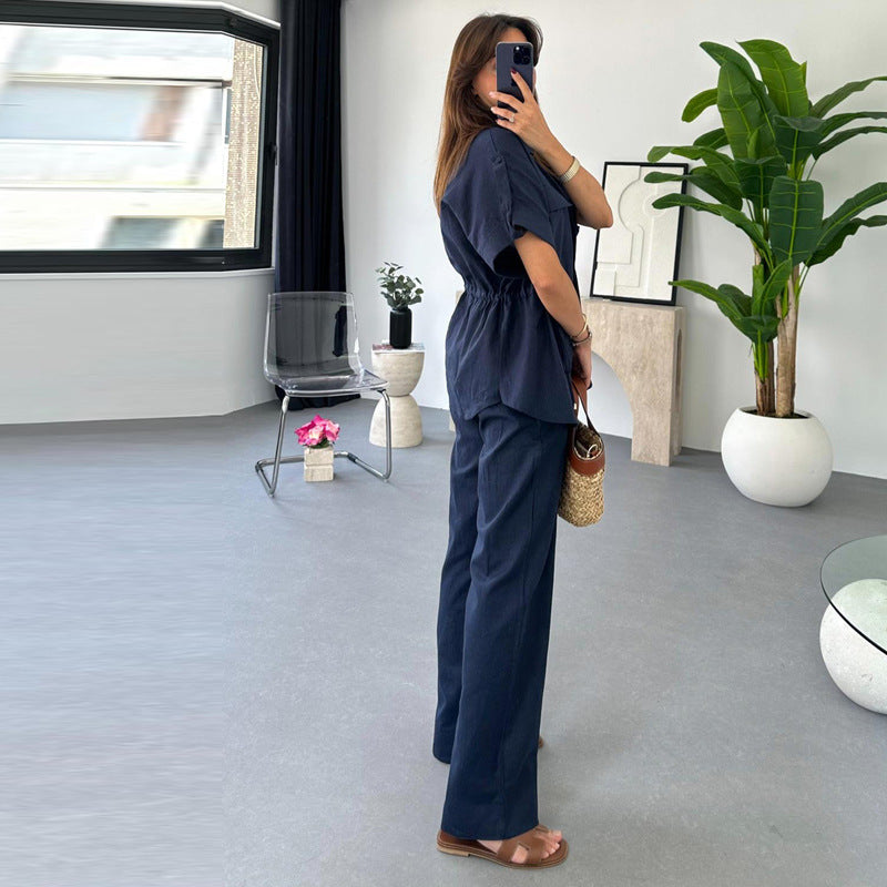 Dame stilfuldt linned-outfit Stilla