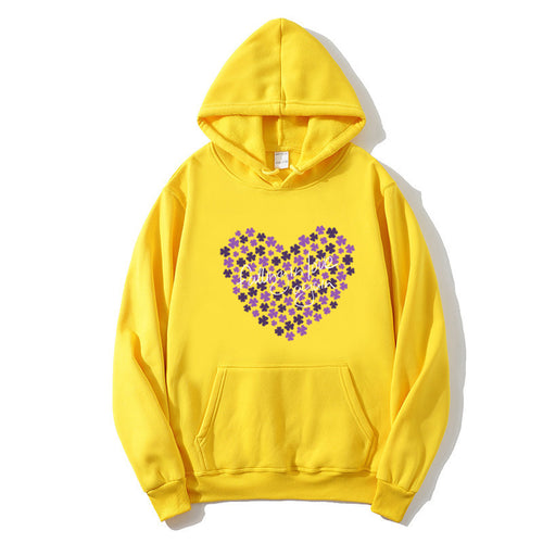 Kvinders hoodie med blomsterhjerte design Skovae