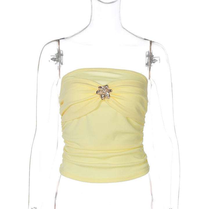Dame Simpel Bustier Top med rynket design og dekorativ detalje Stilla