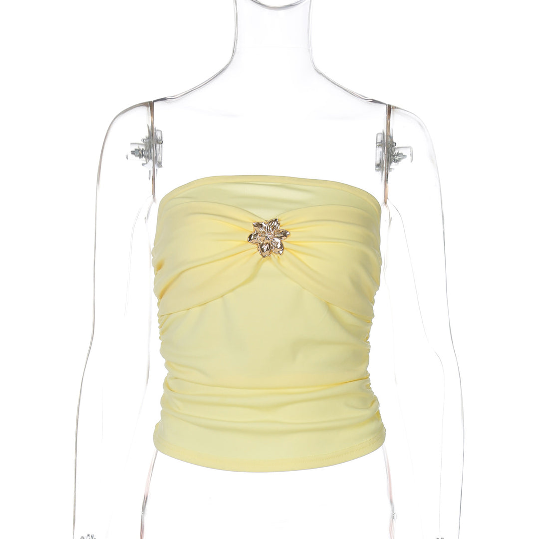 Dame Bustier top med elegant twist og glitrende smykkedetail Skovae