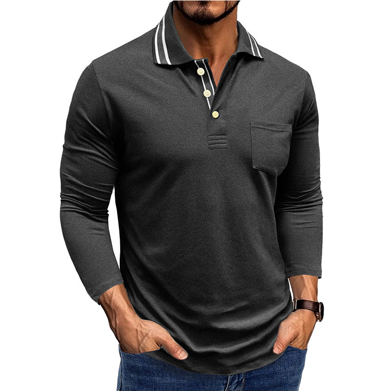 Herre Langærmet Polo T-shirt med struktureret krave og elegante knapdetaljer Stilla