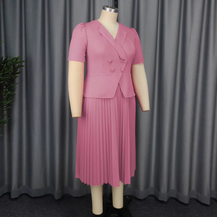 Dame Plissé Kjole med elegant Blazer Skovae