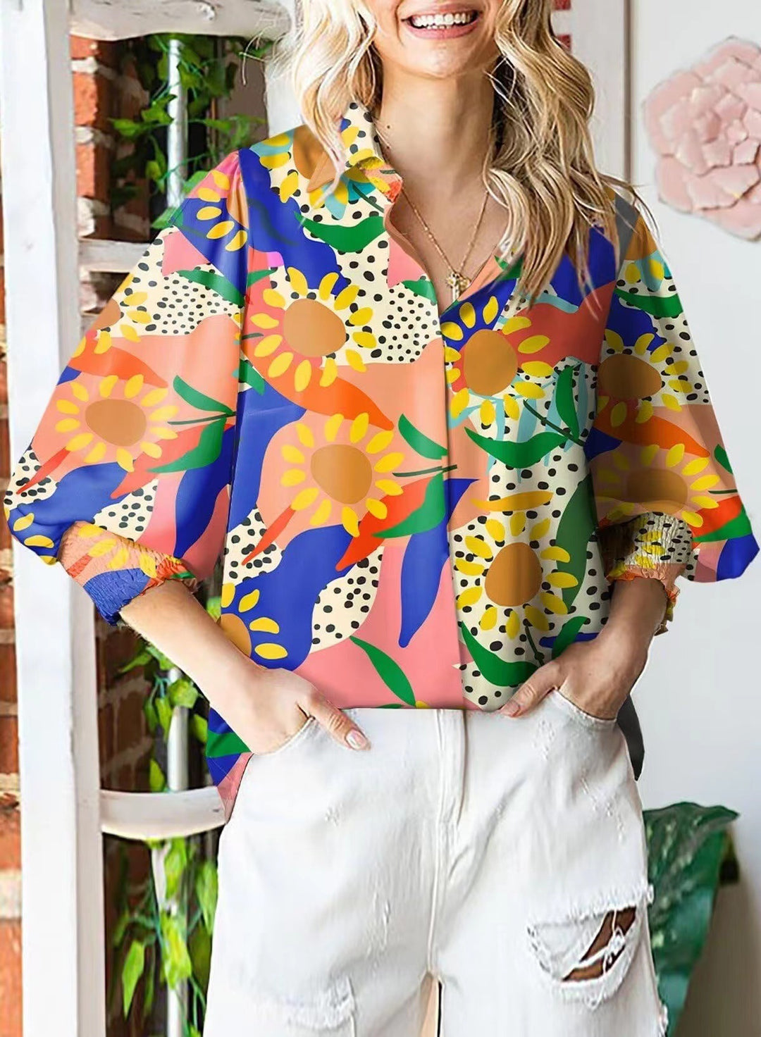Dame Relaxed Fit Blomsterprint Top Stilla