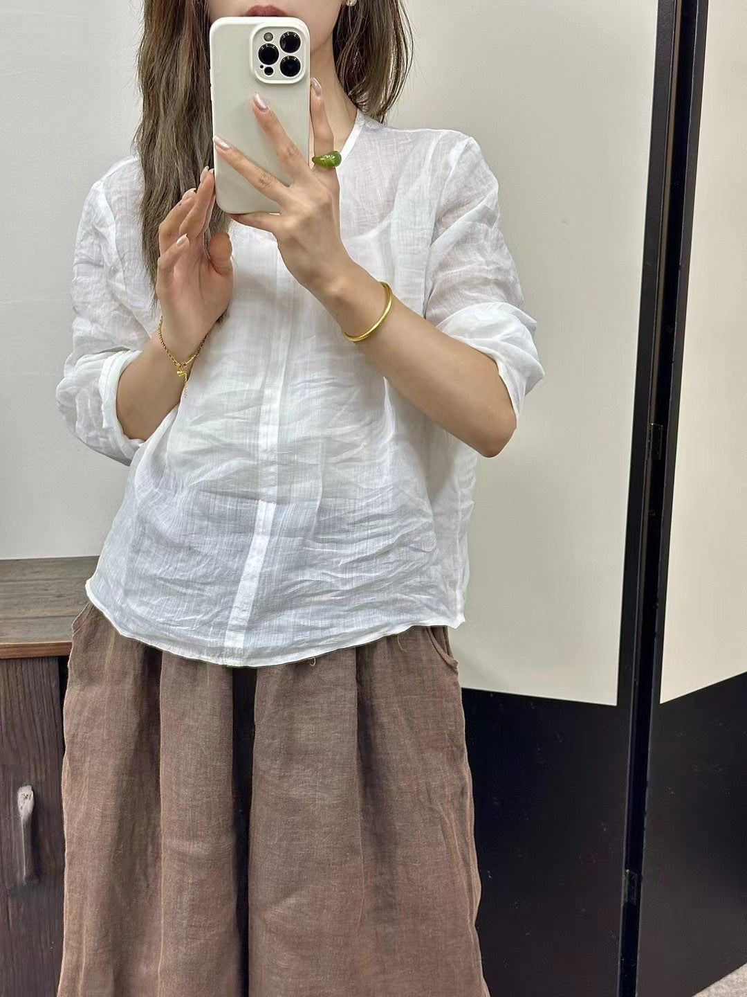 Femme Relaxed Fit Struktureret Linnedbluse Stilla