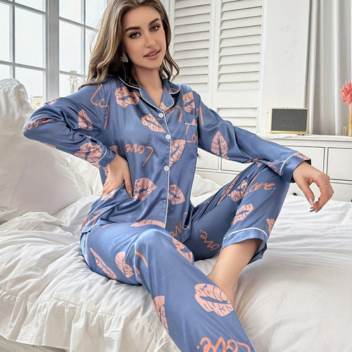 Dame Satin Pyjama Sæt Stilla