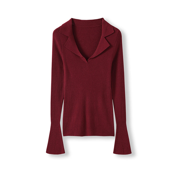 Femme Glockenærme V-Udskæring Pullover Stilla