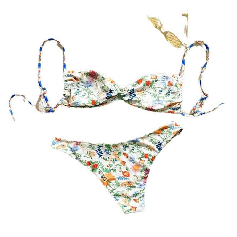 Dame fritids-bikini med blomster mønstre og justerbare stropper Skovae