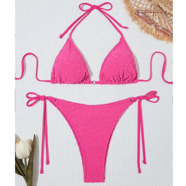 Dame Triangel-Bikini med dekorativt ruffles-design og justerbare bindebånd Stilla