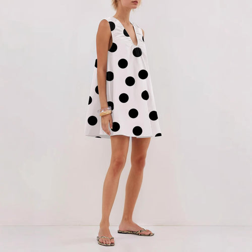 Damer Polka Dot A-linje Kjole Stilla