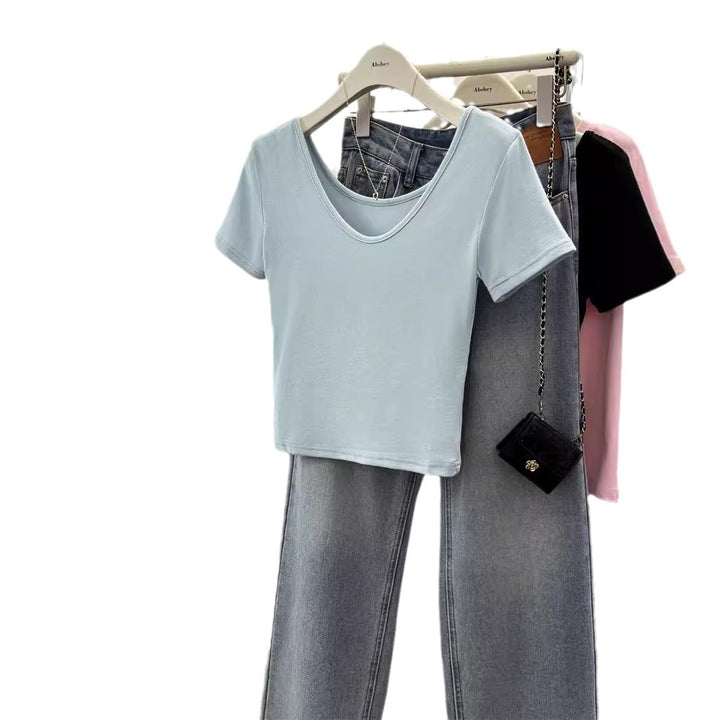 Femme Kortærmet Cropped T-Shirt Stilla