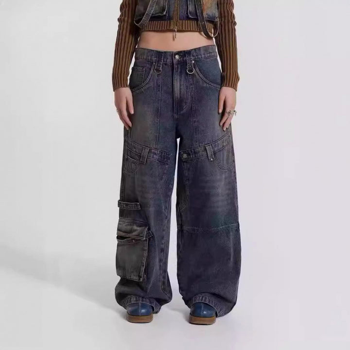 Dame Højtaljede Bred Utility-Jeans Stilla