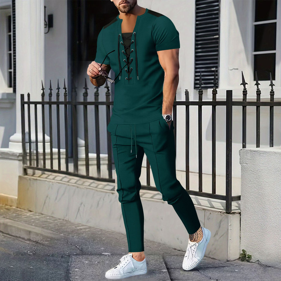 Herrer Sporty fritids-sæt lavet af åndbart materiale med trendy snøredesign Stilla